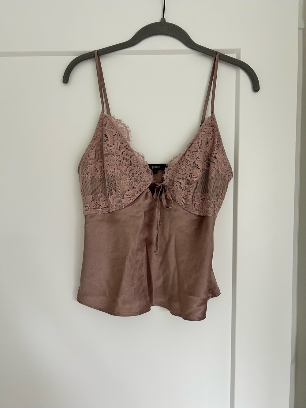 Quince 100% Silk Lace-Trim Cami Top - Dusty Rose